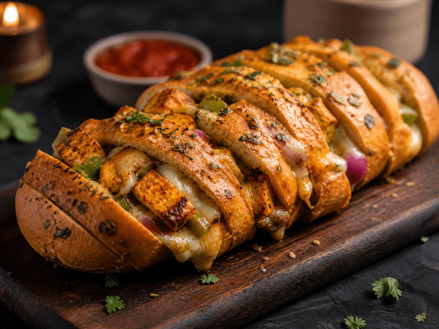 Paneer Tikka Stuff Garlic Bread